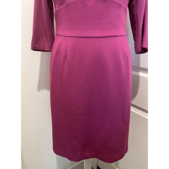 Trina Turk Sarafina Sheath Dress Pleated Crew Neck Orchid Size 10 Knee Length - Picture 10 of 12
